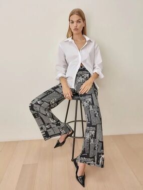 Reformation Sorrenti Newspaper Zine Print Wide Leg Pants